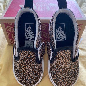 Toddler Cheetah Print Vans Slip Ons